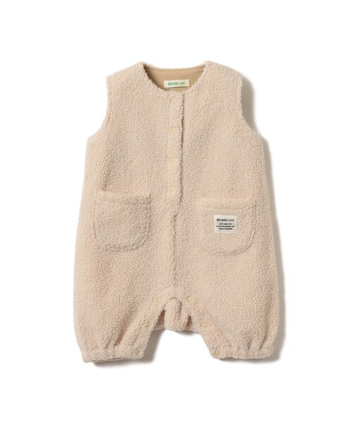 BEAMS mini(ビームスミニ)の「【WEB限定】ベビー ボア オーバーオール 2026FW(70~80cm)秋冬 定番 人気 プチプラ カジュアル もこもこ(ロンパース・キッズ・ベージュ/ホワイト系その他5・70/80)」の2枚目の写真
