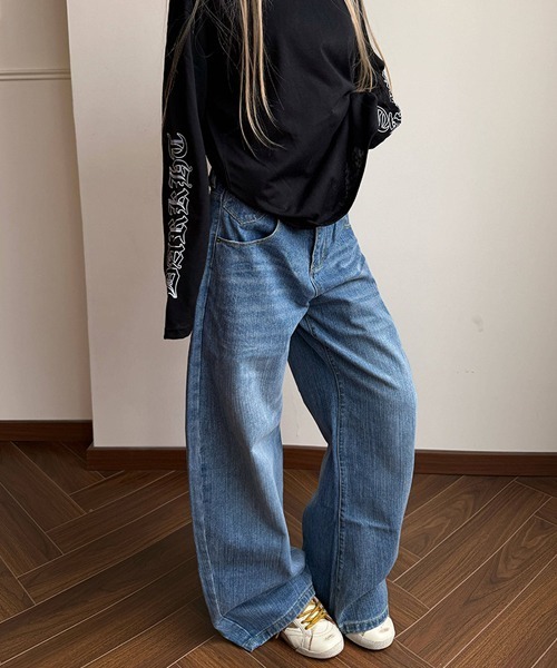 Ressaca（レサーカ）の「刺繍ロゴバックルワイドデニムパンツ（デニムパンツ・レディース・ブルー・L/S/M）」の11枚目の写真