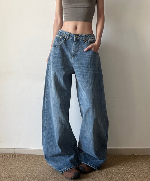 Ressaca（レサーカ）の「刺繍ロゴバックルワイドデニムパンツ（デニムパンツ・レディース・ブルー・L/S/M）」の4枚目の写真