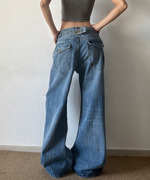 Ressaca（レサーカ）の「刺繍ロゴバックルワイドデニムパンツ（デニムパンツ・レディース・ブルー・L/S/M）」の3枚目の写真