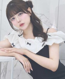 セール】【Belle Charme】Twinkle Fur Sleeves Onepiece（ワンピース
