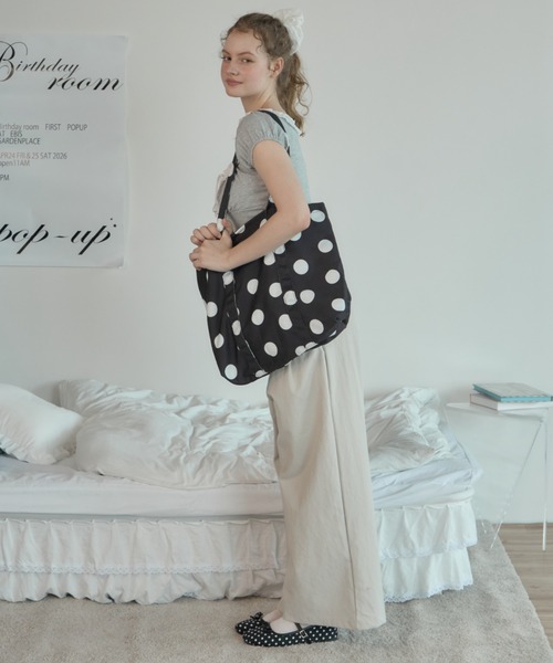 Birthday room(バースデイルーム)の「ポルカドットビックトート/Polka-dot Large Tote Bag(トートバッグ・レディース・ブラック/ホワイト・FREE)」の17枚目の写真