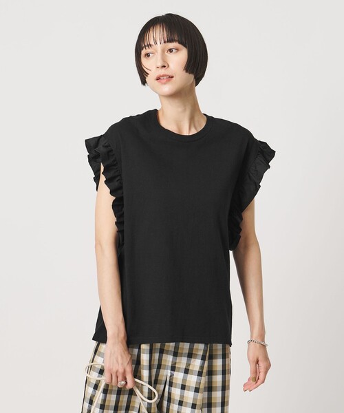 dahl'ia(ダリア)の「<dahl’ia>フリル スリーブ Tシャツ(Tシャツ/カットソー・レディース・ホワイト/ブラック・FREE)」の3枚目の写真