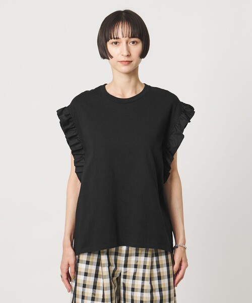 dahl'ia(ダリア)の「<dahl’ia>フリル スリーブ Tシャツ(Tシャツ/カットソー・レディース・ホワイト/ブラック・FREE)」の9枚目の写真