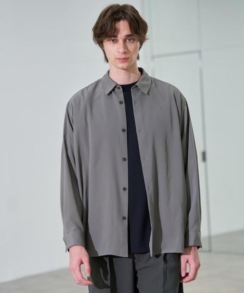 CITY TOKYO(シティトウキョウ)の「【CITY TOKYO】Air pleats リラックスシャツ(シャツ/ブラウス・メンズ・カーキ・1/2)」の1枚目の写真