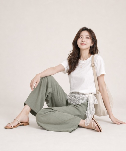 KONVINI(コンビニ)の「【KONVINI select】レースラップスカート レディース レイヤードスカート 重ね着 シアーレース バレエコア 韓国ファッション(スカート・レディース・ホワイト/ブラック/グレー・FREE)」の5枚目の写真