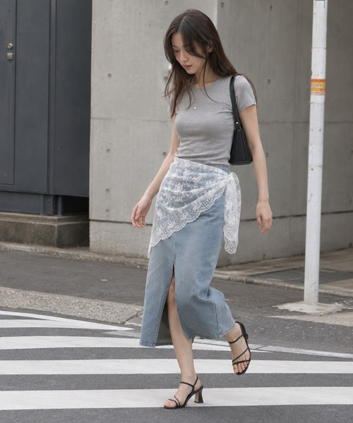 KONVINI(コンビニ)の「【KONVINI select】レースラップスカート レディース レイヤードスカート 重ね着 シアーレース バレエコア 韓国ファッション(スカート・レディース・ホワイト/ブラック/グレー・FREE)」の8枚目の写真