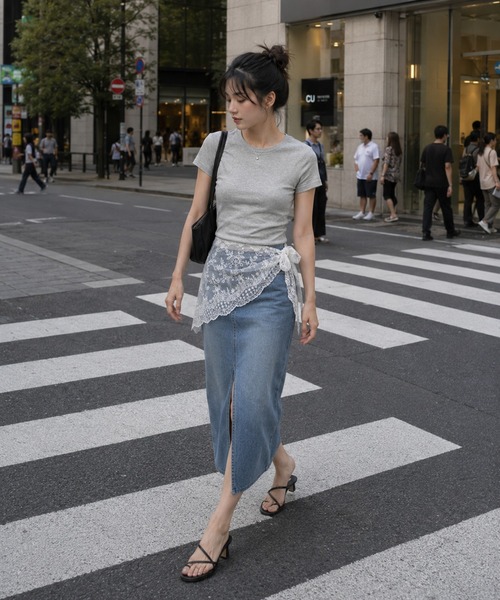 KONVINI(コンビニ)の「【KONVINI select】レースラップスカート レディース レイヤードスカート 重ね着 シアーレース バレエコア 韓国ファッション(スカート・レディース・ホワイト/ブラック/グレー・FREE)」の9枚目の写真