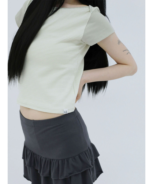 UGLY SHADOW(アグリーシャドウ)の「ベーシックエッセンシャルリップボートトップ(ストライプグリーン)(Tシャツ/カットソー・レディース・その他・1/2)」の7枚目の写真
