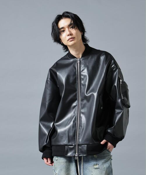 DANKE SCHON(ダンケシェーン)の「DankeSchon/ダンケシェーン/FAUXLEATHER OVERSIZED MA-1(MA-1・メンズ・モスグリーン/ブラック・L/M)」の2枚目の写真