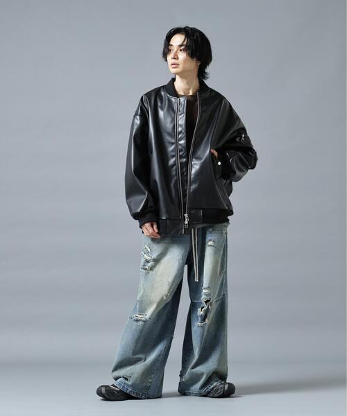 DANKE SCHON(ダンケシェーン)の「DankeSchon/ダンケシェーン/FAUXLEATHER OVERSIZED MA-1(MA-1・メンズ・モスグリーン/ブラック・L/M)」の13枚目の写真