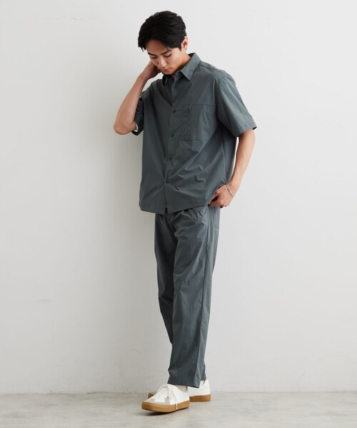 THE SHOP TK (ザ ショップ ティーケー )の「【接触冷感/ベルト要らず/洗濯機OK/セットアップ可】ナイロンストレッチイージーパンツ(その他パンツ・メンズ・ブラック/ダークグレー・03/02)」の4枚目の写真