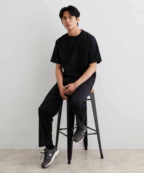 THE SHOP TK (ザ ショップ ティーケー )の「【接触冷感/ベルト要らず/洗濯機OK/セットアップ可】ナイロンストレッチイージーパンツ(その他パンツ・メンズ・ブラック/ダークグレー・03/02)」の9枚目の写真