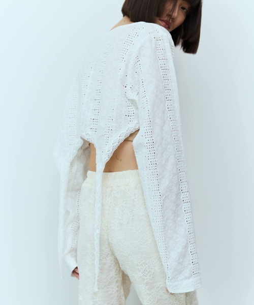 flaeu（フラユ）の「2WAY Lace Garter Blouse（シャツ/ブラウス・レディース・ブラック/ホワイト・FREE）」の12枚目の写真