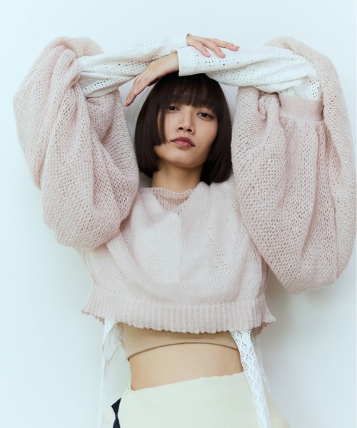 flaeu（フラユ）の「2WAY Lace Garter Blouse（シャツ/ブラウス・レディース・ブラック/ホワイト・FREE）」の15枚目の写真