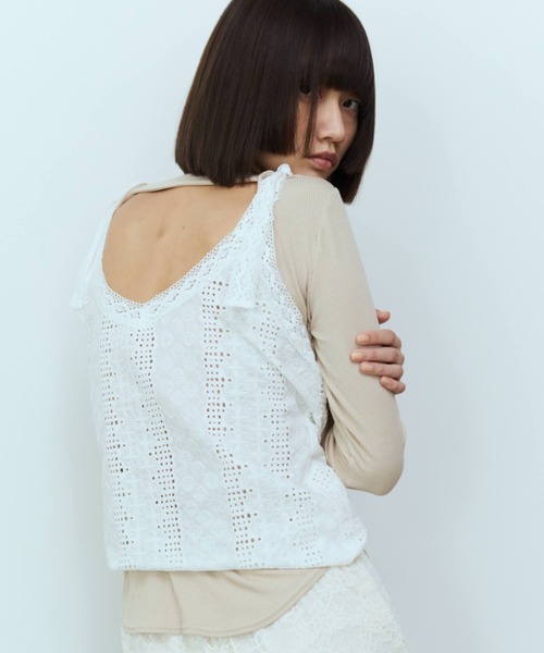 flaeu（フラユ）の「2WAY Lace Garter Blouse（シャツ/ブラウス・レディース・ブラック/ホワイト・FREE）」の21枚目の写真