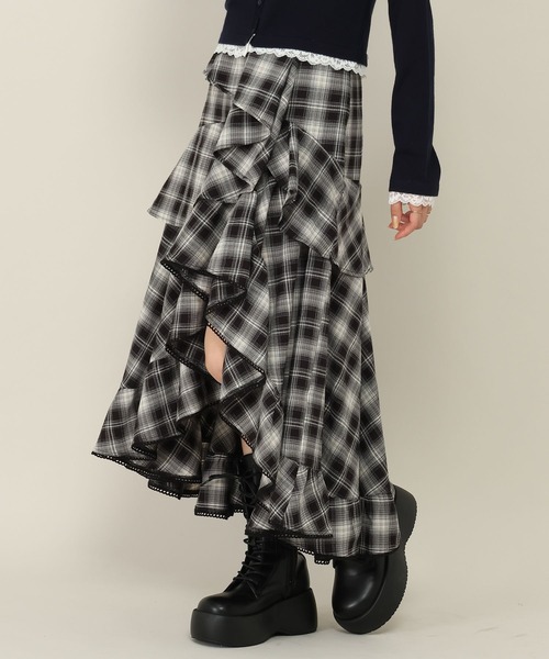 Heather(ヘザー)の「イレヘムボリュームフリルロングスカート 1057359(スカート・レディース・ブラウン系その他/ブラック系その他/ブラック・S/M)」の3枚目の写真