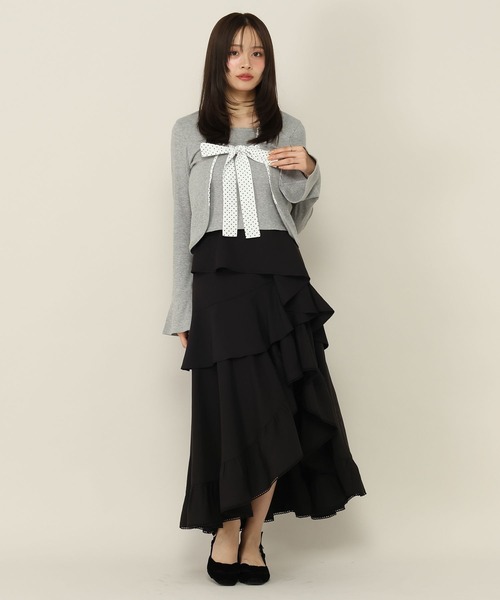 Heather(ヘザー)の「イレヘムボリュームフリルロングスカート 1057359(スカート・レディース・ブラウン系その他/ブラック系その他/ブラック・S/M)」の4枚目の写真