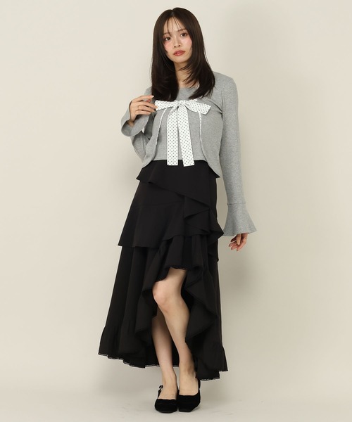 Heather(ヘザー)の「イレヘムボリュームフリルロングスカート 1057359(スカート・レディース・ブラウン系その他/ブラック系その他/ブラック・S/M)」の5枚目の写真