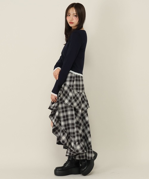 Heather(ヘザー)の「イレヘムボリュームフリルロングスカート 1057359(スカート・レディース・ブラウン系その他/ブラック系その他/ブラック・S/M)」の11枚目の写真