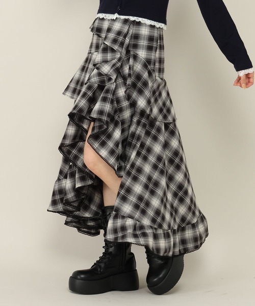 Heather(ヘザー)の「イレヘムボリュームフリルロングスカート 1057359(スカート・レディース・ブラウン系その他/ブラック系その他/ブラック・S/M)」の15枚目の写真