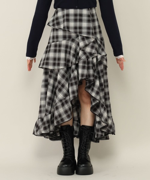 Heather(ヘザー)の「イレヘムボリュームフリルロングスカート 1057359(スカート・レディース・ブラウン系その他/ブラック系その他/ブラック・S/M)」の16枚目の写真