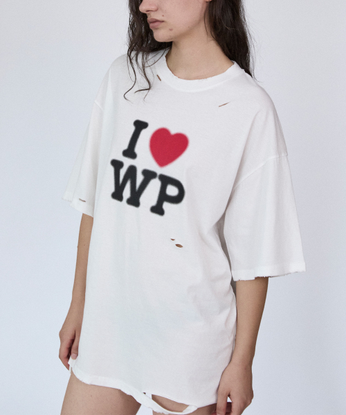 WHOLE PAPER(ホールペーパー)の「I LOVE WP デミジTシャツ (オフホワイト)(Tシャツ/カットソー・レディース・ホワイト・FREE)」の3枚目の写真