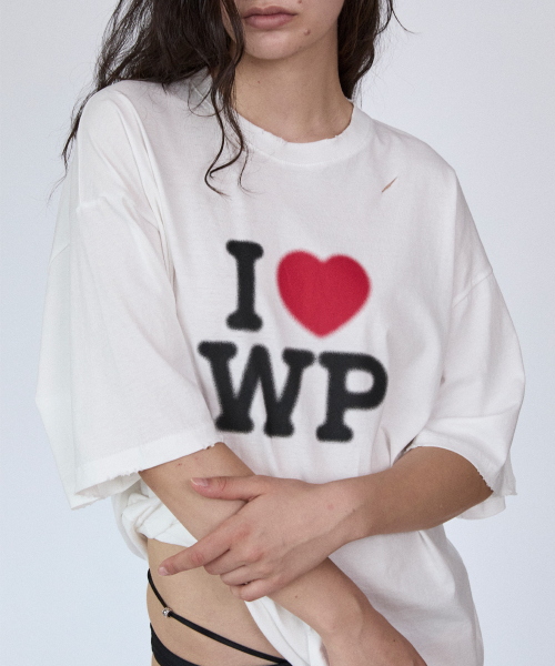WHOLE PAPER(ホールペーパー)の「I LOVE WP デミジTシャツ (オフホワイト)(Tシャツ/カットソー・レディース・ホワイト・FREE)」の4枚目の写真