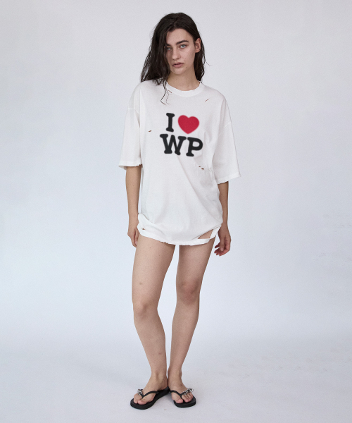 WHOLE PAPER(ホールペーパー)の「I LOVE WP デミジTシャツ (オフホワイト)(Tシャツ/カットソー・レディース・ホワイト・FREE)」の5枚目の写真