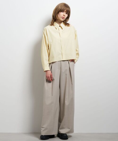 LANVIN en Bleu(ランバンオンブルー)の「ウールトロピカルタックワイドパンツ(その他パンツ・レディース・ベージュ/ブラウン/チャコールグレー・36/38)」の1枚目の写真