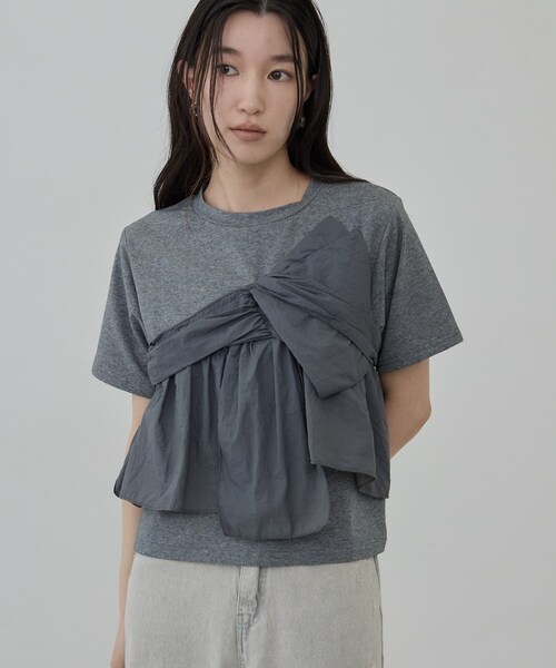 GALLEST(ギャレスト)の「ツイストドッキングTシャツ(Tシャツ/カットソー・レディース・ブラック/チャコールグレー・38)」の1枚目の写真