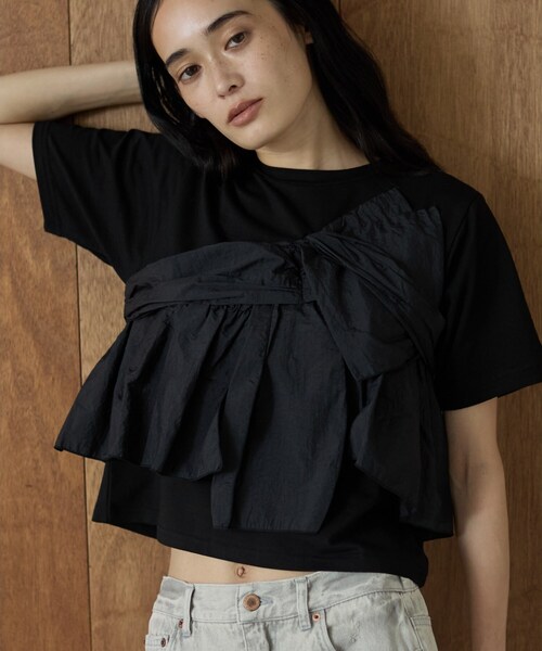 GALLEST(ギャレスト)の「ツイストドッキングTシャツ(Tシャツ/カットソー・レディース・ブラック/チャコールグレー・38)」の2枚目の写真