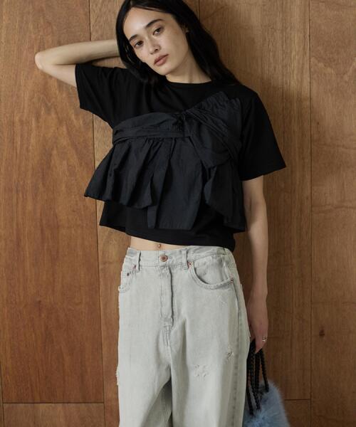 GALLEST(ギャレスト)の「ツイストドッキングTシャツ(Tシャツ/カットソー・レディース・ブラック/チャコールグレー・38)」の5枚目の写真