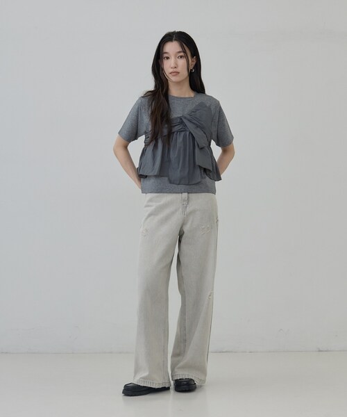 GALLEST(ギャレスト)の「ツイストドッキングTシャツ(Tシャツ/カットソー・レディース・ブラック/チャコールグレー・38)」の8枚目の写真