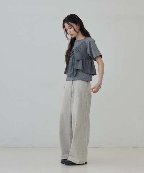 GALLEST(ギャレスト)の「ツイストドッキングTシャツ(Tシャツ/カットソー・レディース・ブラック/チャコールグレー・38)」の9枚目の写真