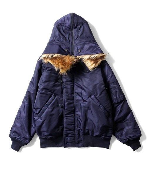 HOUSTON(ヒューストン)の「HOUSTON ヒューストン HEAVY NYLON TWILL FLIGHT JACKET / ヘビーナイロン エヌツービー フライトジャケット(ブルゾン・メンズ・ブラック/ネイビー/セージグリーン・M/L/XL)」の6枚目の写真