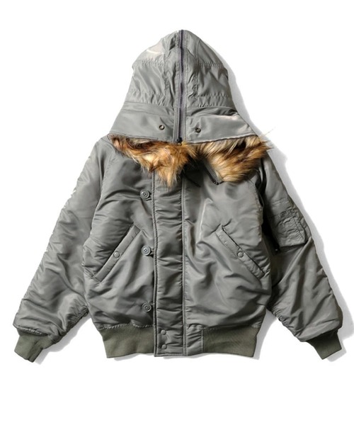 HOUSTON(ヒューストン)の「HOUSTON ヒューストン HEAVY NYLON TWILL FLIGHT JACKET / ヘビーナイロン エヌツービー フライトジャケット(ブルゾン・メンズ・ブラック/ネイビー/セージグリーン・M/L/XL)」の5枚目の写真