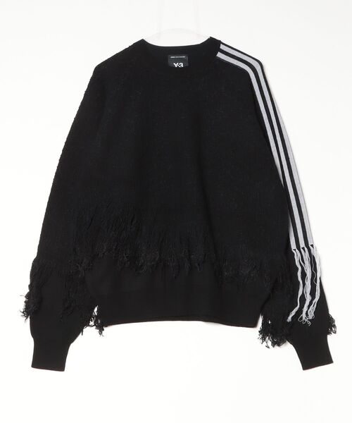 Y-3(ワイスリー)の「Y-3 KNITTED 3 STRIPES FRINGY SWEATER(ニット/セーター・メンズ・ブラック・X-LARGE/XX-LARGE/XX-SMALL/X-SMALL/SMALL/MEDIUM/LARGE)」の4枚目の写真