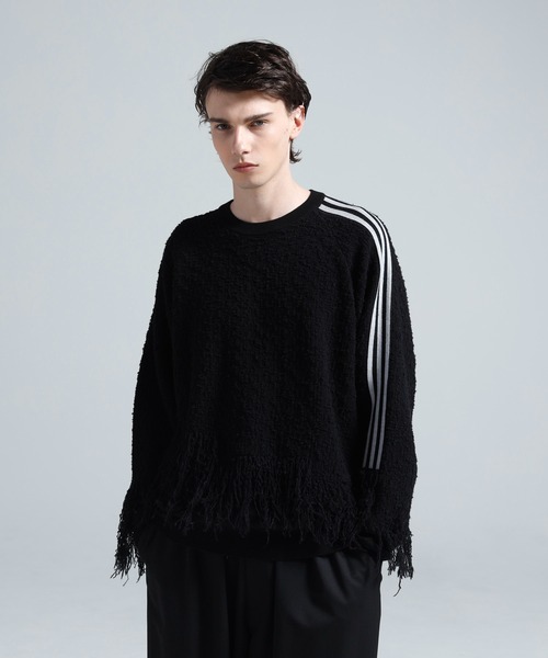 Y-3(ワイスリー)の「Y-3 KNITTED 3 STRIPES FRINGY SWEATER(ニット/セーター・メンズ・ブラック・X-LARGE/XX-LARGE/XX-SMALL/X-SMALL/SMALL/MEDIUM/LARGE)」の7枚目の写真