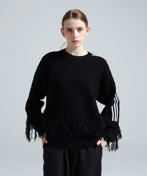 Y-3(ワイスリー)の「Y-3 KNITTED 3 STRIPES FRINGY SWEATER(ニット/セーター・メンズ・ブラック・X-LARGE/XX-LARGE/XX-SMALL/X-SMALL/SMALL/MEDIUM/LARGE)」の6枚目の写真