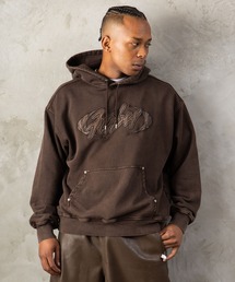 FUBU フブ M’S FAUX LEATHER PATCH HOODIE/フェイクレザーパッチフーディー