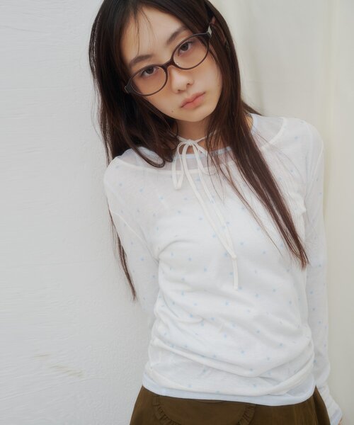 DISCOAT(ディスコート)の「【umm.】柄アソートチョーカープルオーバー(Tシャツ/カットソー・レディース・サックスブルー/オフホワイト/グレー/パープル・FREE)」の5枚目の写真