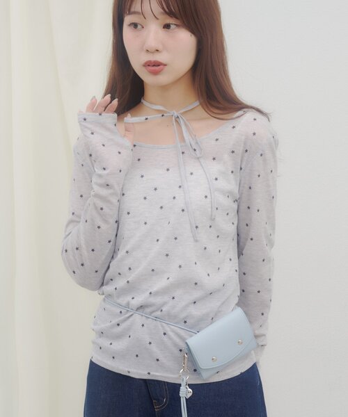 DISCOAT(ディスコート)の「【umm.】柄アソートチョーカープルオーバー(Tシャツ/カットソー・レディース・サックスブルー/オフホワイト/グレー/パープル・FREE)」の13枚目の写真