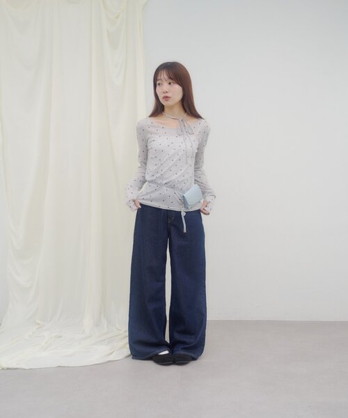 DISCOAT(ディスコート)の「【umm.】柄アソートチョーカープルオーバー(Tシャツ/カットソー・レディース・サックスブルー/オフホワイト/グレー/パープル・FREE)」の15枚目の写真