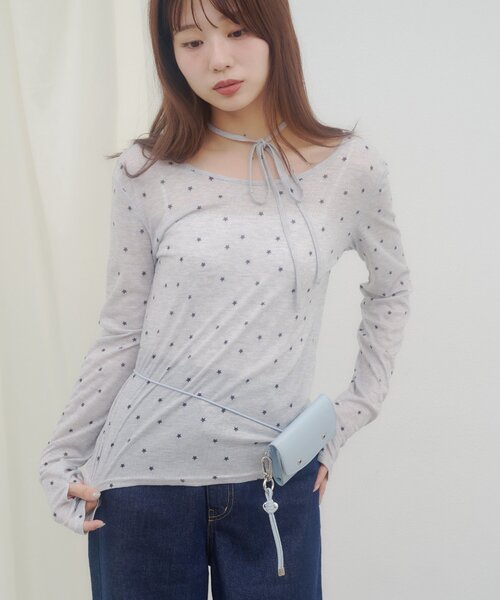 DISCOAT(ディスコート)の「【umm.】柄アソートチョーカープルオーバー(Tシャツ/カットソー・レディース・サックスブルー/オフホワイト/グレー/パープル・FREE)」の16枚目の写真