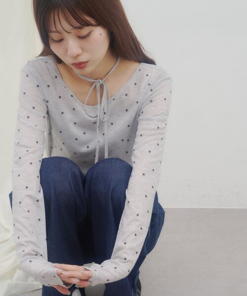 DISCOAT(ディスコート)の「【umm.】柄アソートチョーカープルオーバー(Tシャツ/カットソー・レディース・サックスブルー/オフホワイト/グレー/パープル・FREE)」の17枚目の写真