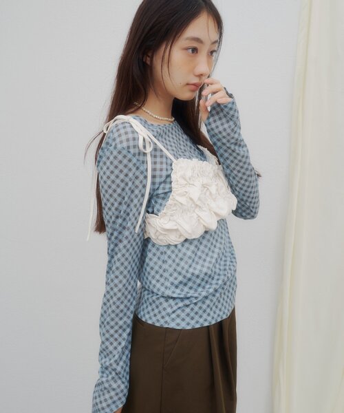 DISCOAT(ディスコート)の「【umm.】柄アソートチョーカープルオーバー(Tシャツ/カットソー・レディース・サックスブルー/オフホワイト/グレー/パープル・FREE)」の19枚目の写真