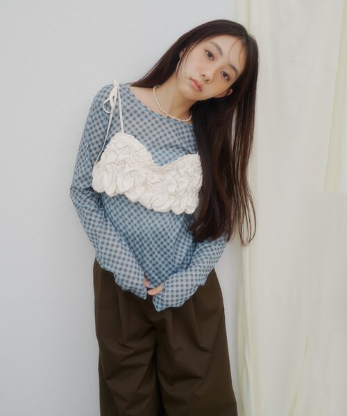 DISCOAT(ディスコート)の「【umm.】柄アソートチョーカープルオーバー(Tシャツ/カットソー・レディース・サックスブルー/オフホワイト/グレー/パープル・FREE)」の22枚目の写真