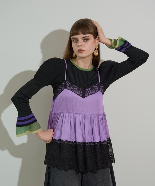 anna sui nyc(アナ スイ エヌ ワイ シー)の「レースサテンキャミソール(キャミソール・レディース・ピンク/ラベンダー/ブラック・FREE)」の11枚目の写真