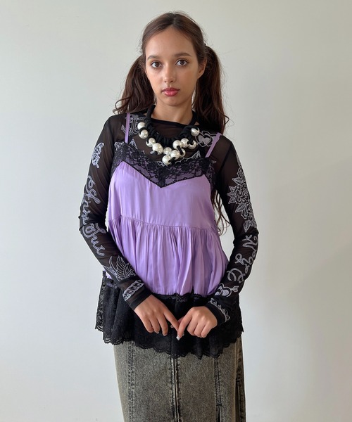 anna sui nyc(アナ スイ エヌ ワイ シー)の「レースサテンキャミソール(キャミソール・レディース・ピンク/ラベンダー/ブラック・FREE)」の12枚目の写真